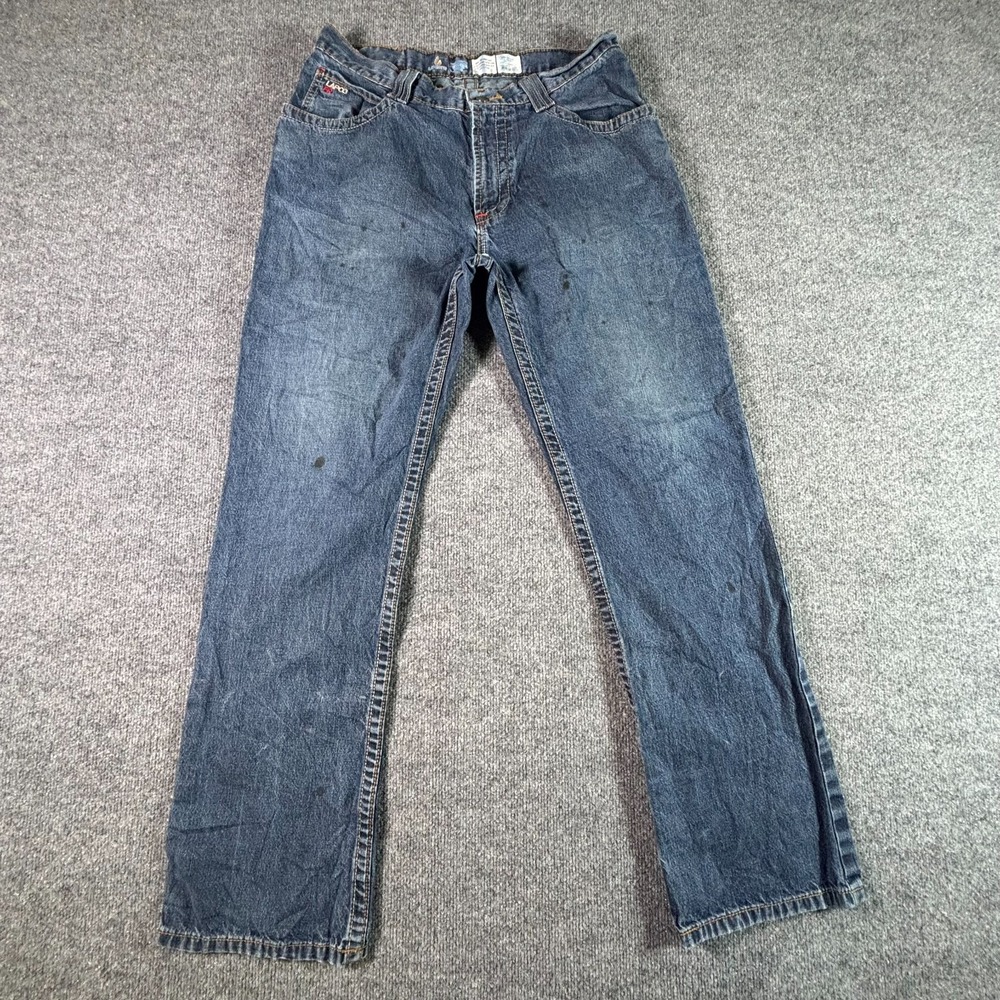 Lapco FR Straight Jeans Men's 34x34 Blue Cotton Denim Faded Workwear Travel